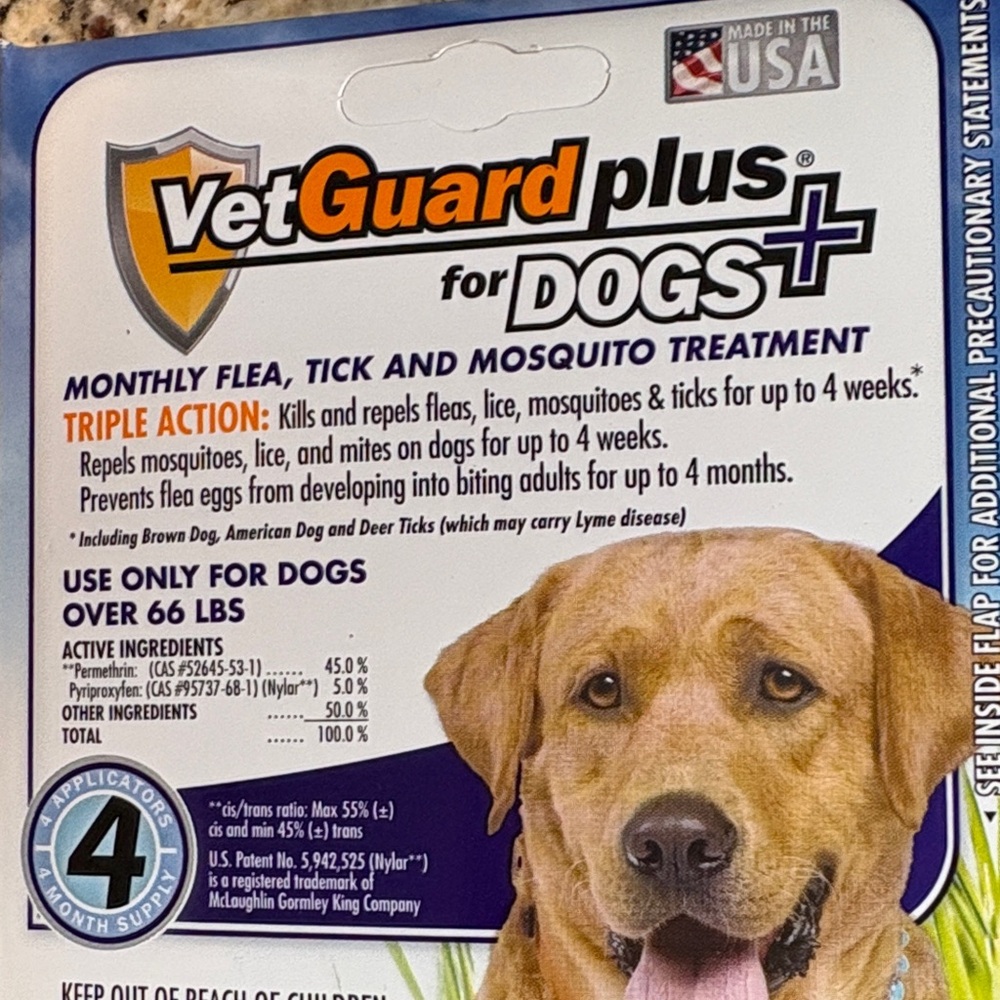 Plus Flea and Tick Treatment for Dogs - over 66lbs 4mo supply - Picture 2 of 6